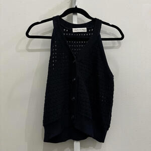 The Frankie Shop Black Knit Button-Up Vest
